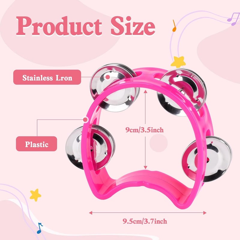 ABSMM 24 PCS Multicolored Tambourines for Kids - 4 Bells Handheld Musical Instruments and Noise Makers Perfect for School Supplies Church Kindergarten Weddings Christmas Parties and Group Performances - Image 2